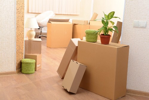 Boxes and household items being prepared for transport in Harringay